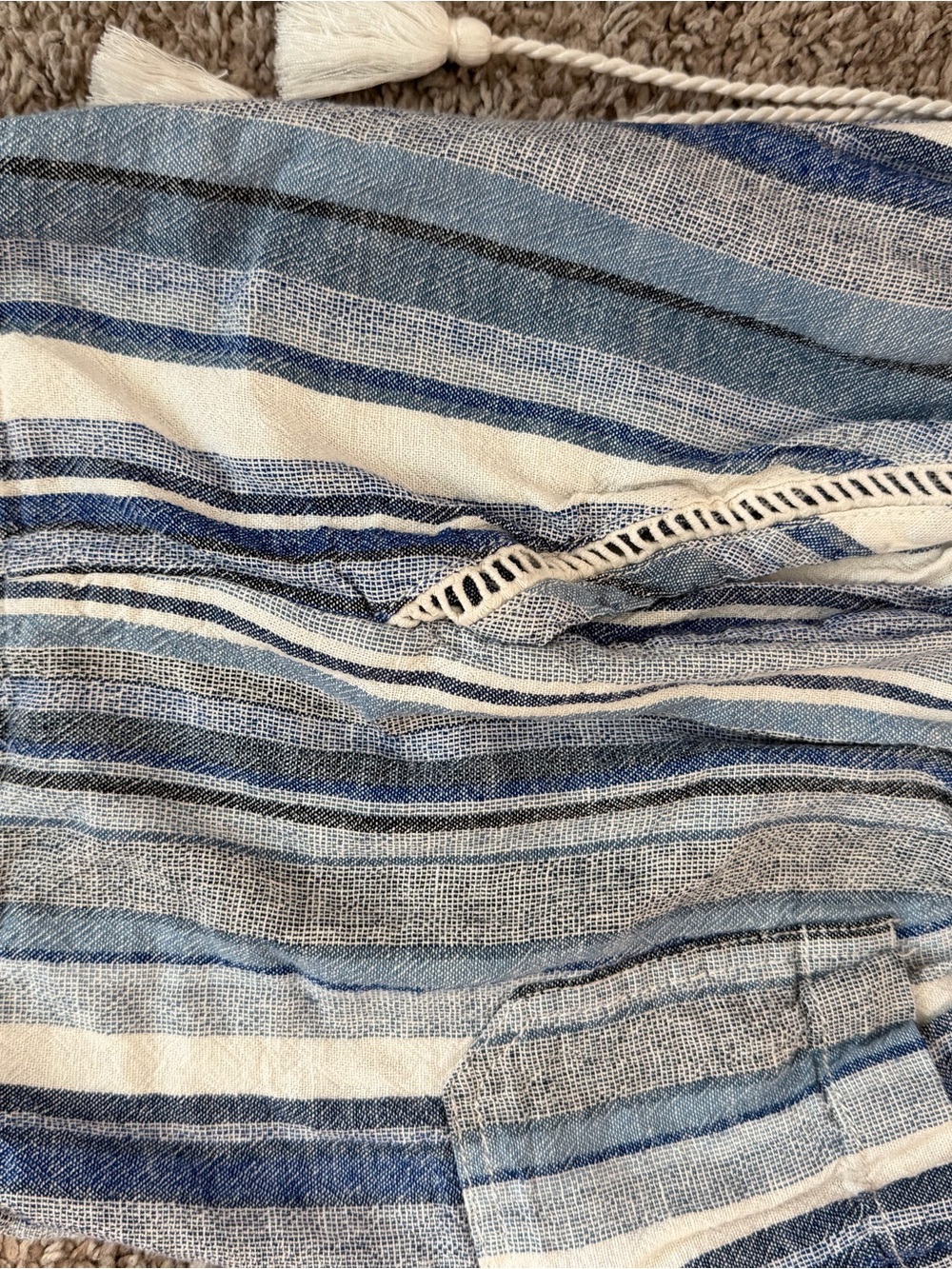 Briggs New York Blue & White Striped Smocked High-Rise Shorts - Picture 5 of 6